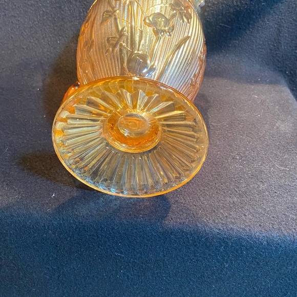 Vintage Jeannette Iridescent Marigold Carnival Iris Herringbone Pitcher - Picture 6 of 6